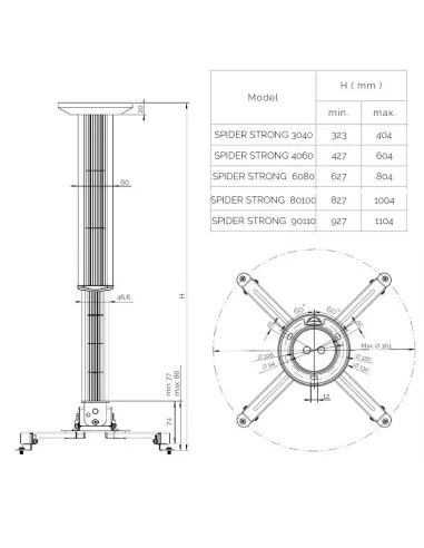 Uchwyt sufitowy Suprema Spider Strong 80100
