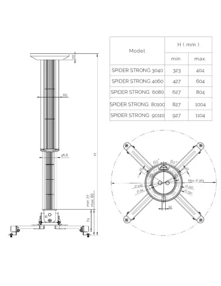 Uchwyt sufitowy Suprema Spider Strong 80100